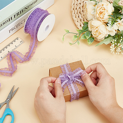 Нейлоновая плиссированная эластичная сетчатая кружевная лента OCOR-WH0086-96C-1