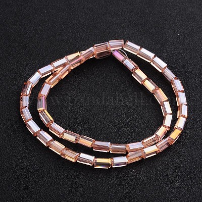 AB цвет гальваническим граненых параллелепипед Гальваническим стеклянные бусы пряди EGLA-F109-A04-1