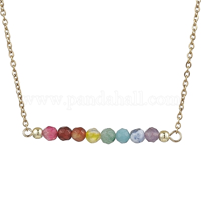 Ожерелья с подвеской в виде чакры из круглых бусин из драгоценных камней NJEW-JN05189-1