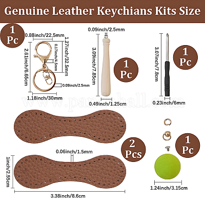 Наборы для самостоятельного изготовления кожаных брелоков AJEW-WH20020-345G-07-1