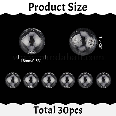 30 шт. бусины-шарики из дутого стекла ручной работы с двумя отверстиями GLAA-GO0001-12B-1