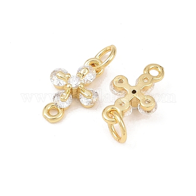 Подвески-соединители с прозрачными кубическими циркониями из латуни KK-G544-16G-1