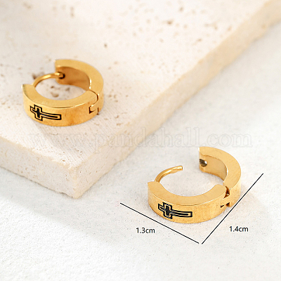 Серьги-кольца из нержавеющей стали в стиле минимализма хип-хоп с крестом 201 YA3069-1