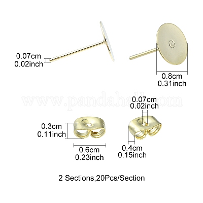 20 шт. фурнитура для сережек-гвоздиков из нержавеющей стали 304 STAS-YW0001-42C-1