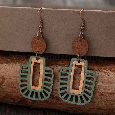 Серьги-подвески из сплава дерева FS-WG8CF90-01-1