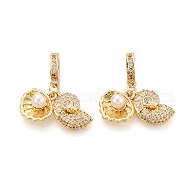 Европейские подвески-шармы с микропаве из латуни KK-T079-87G-1