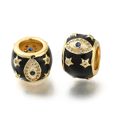 Реечное покрытие латунь микро паве кубический цирконий европейские бусины KK-Z086-28G-02-1