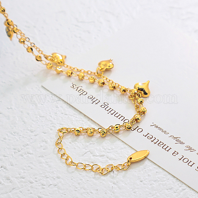 Винтажные пляжные браслеты на ногу с двухслойной цепочкой в форме сердца из латуни для женщин VK8892-1