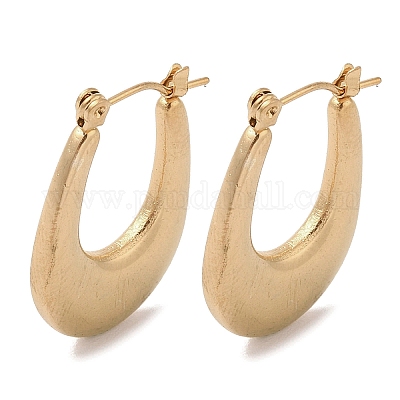 Овальные серьги-полукольца из нержавеющей стали 201 для женщин EJEW-G385-26G-1