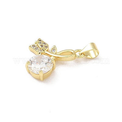 Латунные микропаве прозрачные подвески с фианитом KK-B141-26G-1