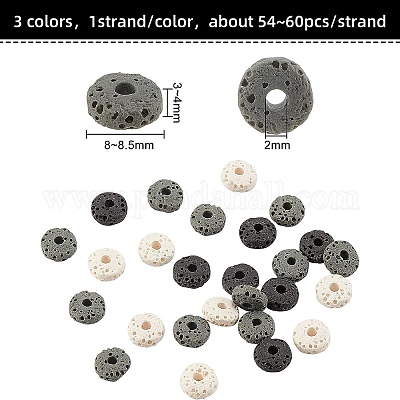 3 нитка 3-х цветных бусин из натуральной лавы G-OC0002-83-1