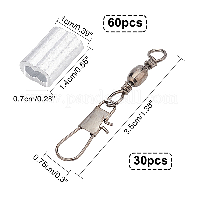 Wholesale Nbeads 90Pcs 2 Style Stainless Steel Solid Fishing Swivel Snaps  Hook Connector Barrel Bearing 