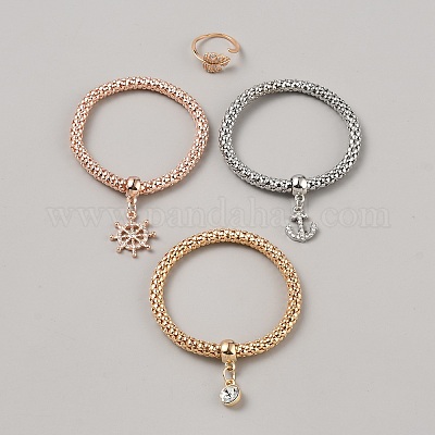 Комплект украшений из латуни и сплава со стразами SJEW-F223-01-1