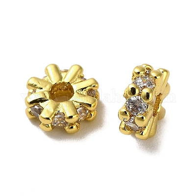 Латунные микро проложить кубического циркония бусы KK-B142-07A-01G-1