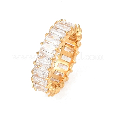 Кольца из нержавеющей стали 304 с микропаве из кубического циркония RJEW-D336-11G-1