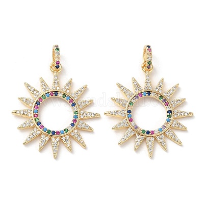 Латунные микро проложить кубического циркония подвески KK-E057-01G-1