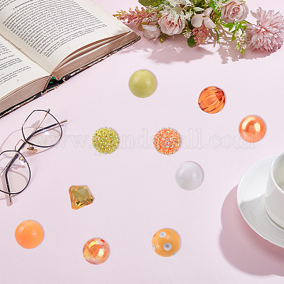 60 шт. 10 вида бусин из смоляных стразов RESI-PA0001-03-1