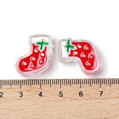 Рождественские украшения тематические непрозрачные акриловые бусины с эмалью OACR-Z021-01K-1