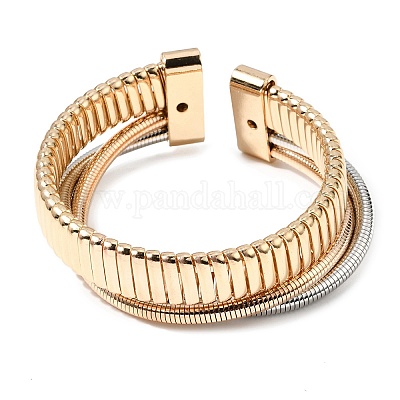 Brazaletes de cadena de serpiente multihilo de hierro bicolor para mujer&nbsp;BJEW-P390-01B-A-1