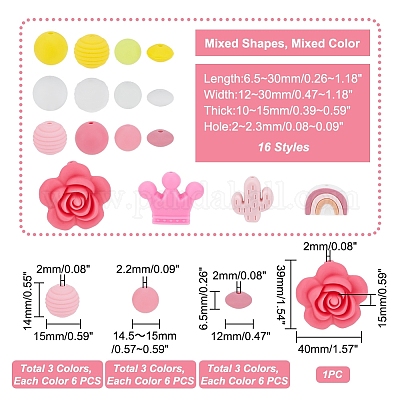 16 стиль пищевых экологически чистых силиконовых бусин SIL-PH0001-08-1