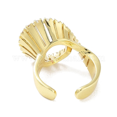 Кольца-манжеты из латуни с микропаве из кубического циркония RJEW-D025-12G-1