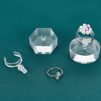 2 шт. 2-х стильная прозрачная акриловая стойка для колец AJEW-FG0001-60-1