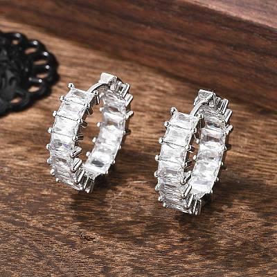 Серьги-кольца из латуни с микро-паве из фианита EJEW-K083-37P-B-1