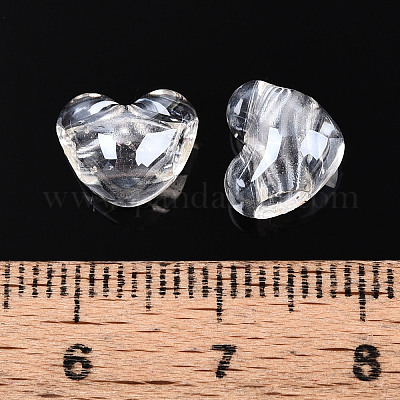 透明なアクリルビーズ ハート 多面カット 透明 9~9.5x10x7mm 穴：3.5mm