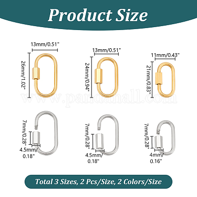 6 шт. 6 цвета 304 нержавеющая сталь винтовой карабин замок подвески FIND-UN0003-49-1