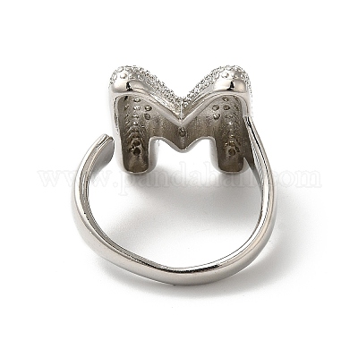 Открытое кольцо-манжета из латуни с надписью микро паве для женщин с прозрачным кубическим цирконием RJEW-N046-03M-P-1