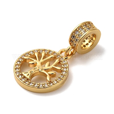 Стеллажное покрытие латунь микро паве прозрачный кубический цирконий европейские подвески-подвески KK-K345-15G-1