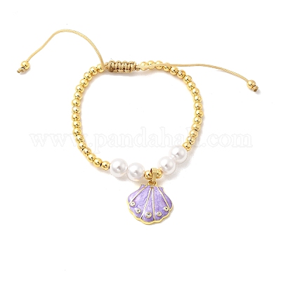 Браслеты с подвесками из латуни с микропаве и кубическим цирконием BJEW-P358-02G-1