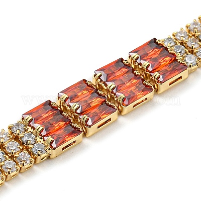 Браслет из латуни с прямоугольными звеньями BJEW-Q771-10G-1