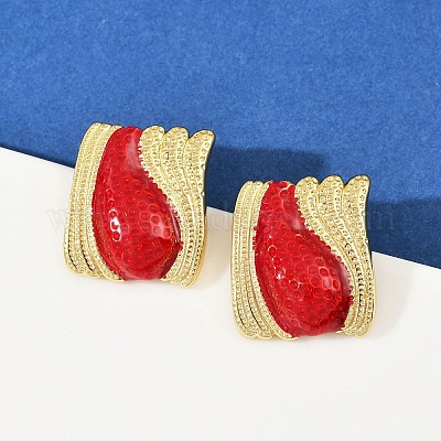 Прямоугольные серьги-гвоздики из латуни EJEW-S277-05G-1