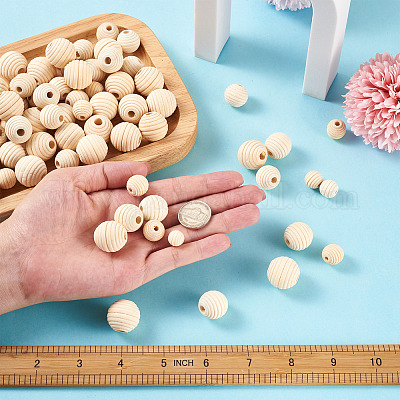 300шт 6 стиля деревянные бусины из натуральной нити WOOD-TA0001-63-1