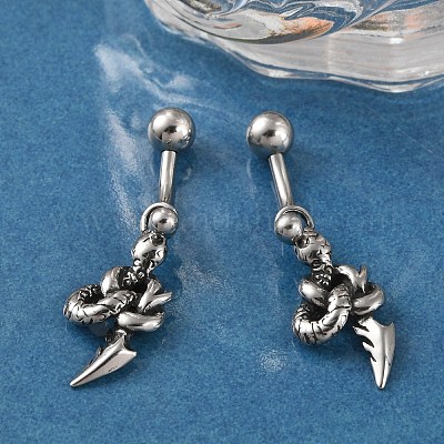 Кольца для пупка из хирургической нержавеющей стали 316 Snake EJEW-G416-11AS-1