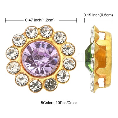 50шт 5 цвета цветок пришить на горный хрусталь RGLA-YW0002-02-1