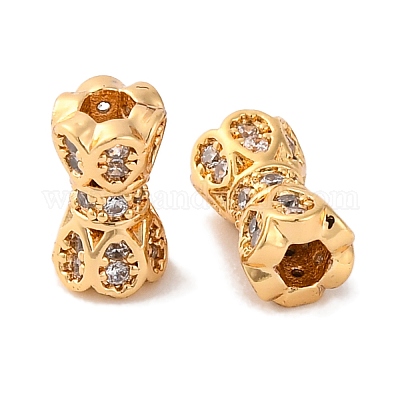 Латунные бусины с прозрачным кубическим цирконием KK-S403-09G-1