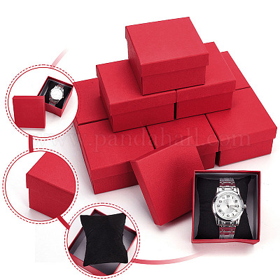 Квадратные картонные коробки для хранения часов CON-WH0104-05A-1