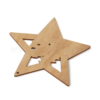 Рождественские темы из натурального дерева большие подвески WOOD-B001-15-1