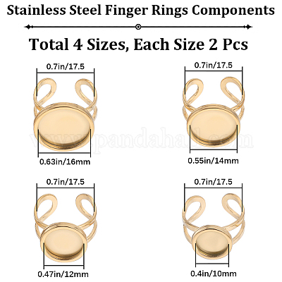 8 шт. 4 размера 201 фурнитура для манжетных колец из нержавеющей стали RJEW-BBC0001-11-1