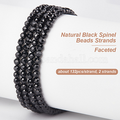 2 нити бусин из натуральной черной шпинели G-OC0005-44-1