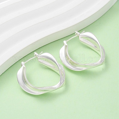 Латунные серьги-кольца EJEW-A143-15S-1