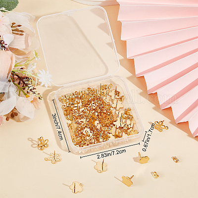 80 шт. 4 шт. фурнитура для сережек-гвоздиков из нержавеющей стали 201 EJEW-BBC0001-08-1