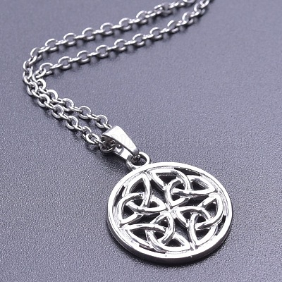 201 нержавеющая сталь плоская круглая с кулоном в виде узла викингов ожерелья для женщин и мужчин FS-WGDB207-01-1