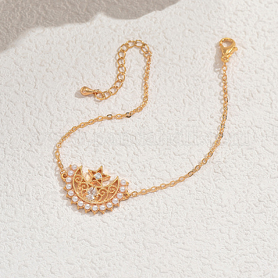 Элегантные полые браслеты из латуни со звездой и луной CA0567-1