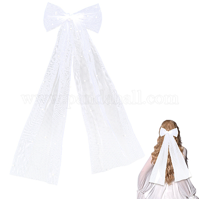 Длинные заколки для волос из полиэстера с бантом и аллигатором OHAR-WH20005-07B-1