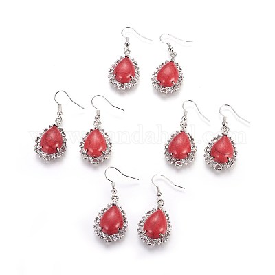 Болтающийся серьги синтетические бирюзовые EJEW-XCP0001-23-1