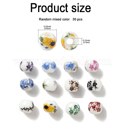 30 шт. печатные фарфоровые бусины PORC-FP0001-07-1