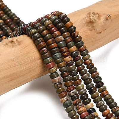 Нити бусин из натуральной яшмы пикассо/полихромной яшмы G-L635-A38-4x2mm-1